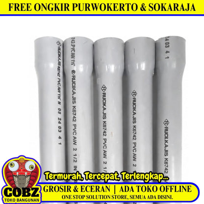 2 1/2 IN x 4 M / RUCIKA AW Lis Abu Abu Pipa Pralon Paralon PVC Abu Abu Batang