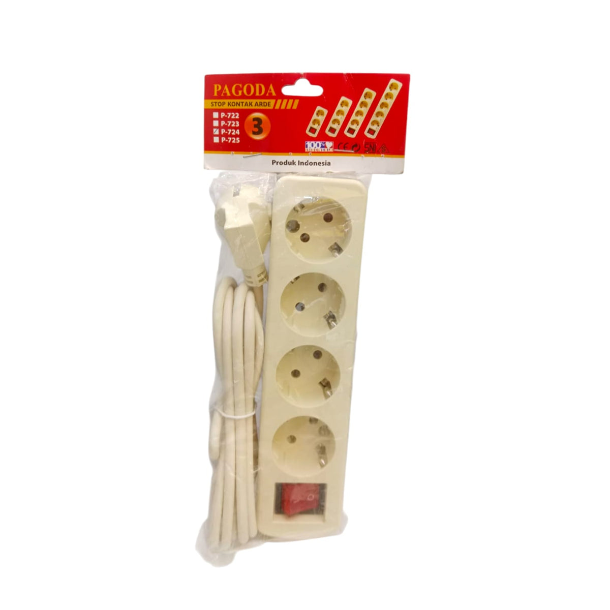 4 LUBANG x 300 CM / PAGODA Stop Kontak Colokan Terminal Kabel 3 M