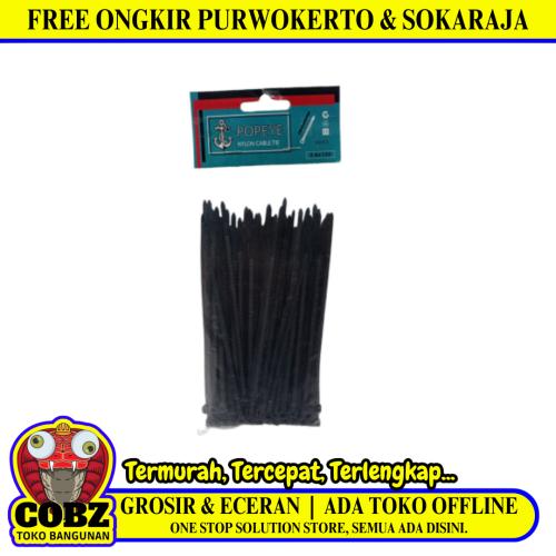 3.6 MM x 150 MM / POPEYE Kabel Cable Ties Tali Ripet 15 CM Hitam Pack