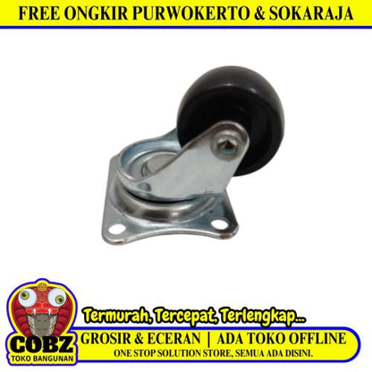 1 IN / GLX SP25 Roda Hidup Trolly Bentuk Plat 25 MM Nylon Hitam 16 Pcs Dus