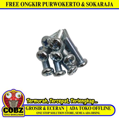 M 8 x 30 MM / TM Baut JP Kepala Pentol Bulat Plus Putih Biji