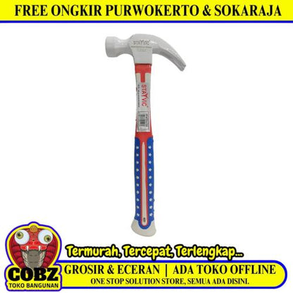 12 OZ / STAYVIC PK-S1022 Palu Martil Kambing Tanduk Congkel Paku Gagang Karet