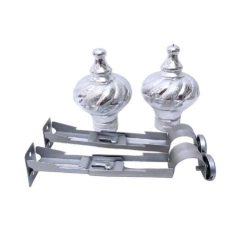 200 CM / TM Batang Rel Gorden Rolet Bulat Stainless Silver Set