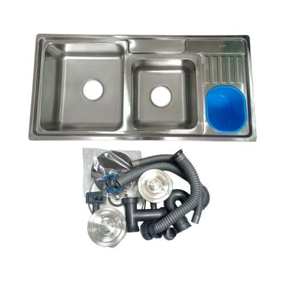 94 CM x 46 CM x 22 CM / GNET ARCHIC WA 9345 Bak Cuci Piring Washbak 2 Lubang + Acc Set