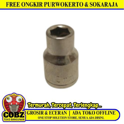 6 PT x 1/2 IN x 10 MM / TM Mata Kunci Sok Shock Socket Chrome