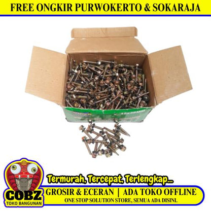 #12 x 30 MM / VIPER Roofing Baut Sekrup Atap Baja Ringan Kuning Dus