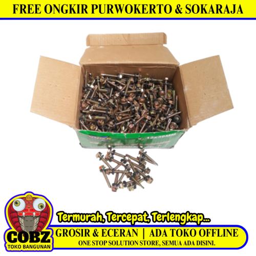 #12 x 30 MM / VIPER Roofing Baut Sekrup Atap Baja Ringan Kuning Dus