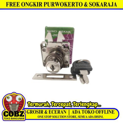 19 MM / HUBEN HL-202 Kunci Laci Mekar Lemari Pintu Geser Sliding Lock Set