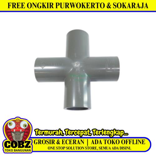 3/4 IN / TM Tee 4 Way Straight Fitting Pipa Hidroponik Abu PVC