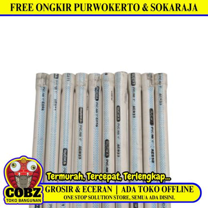 1 IN x 400 CM / RUCIKA AW Lis Biru Pipa Pralon Paralon PVC Putih Batang