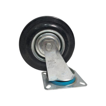 5 IN / TRIPLE-S Roda Hidup Trolly Bentuk Plat 125 MM Karet Hitam