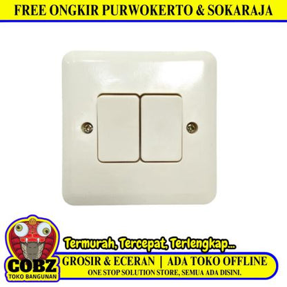 DEXTA Saklar Ganda Double Seri 2 Gang Tanam IB Inbow Putih