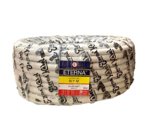 3 INTI x 6 MM x 50 M / ETERNA NYM Tunggal Kabel Tembaga SNI Putih Roll