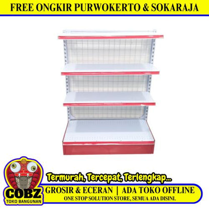 SB 40 CM x L 90 CM x 120 CM / TM 2A Rak Minimarket Gondola Single Starting Merah Putih Set