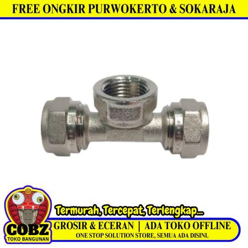T 16 x 1/2 IN / FIDEM Tee Selang Pex Drat Dalam Ke Pipa Stainless