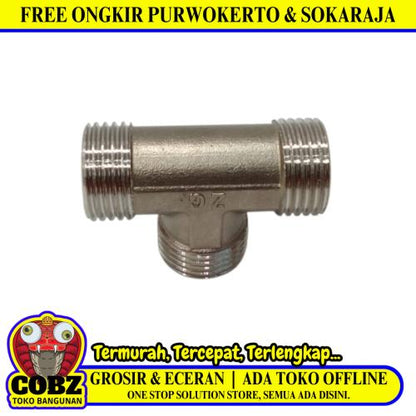 1/2 IN / TM 02 Tee Drat Luar Valve Tee Fitting Pipa Stainless