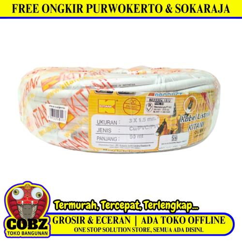 3 INTI x 1.5 MM x 50 M / KITANI NYM Tunggal Kabel Tembaga SNI Putih Roll