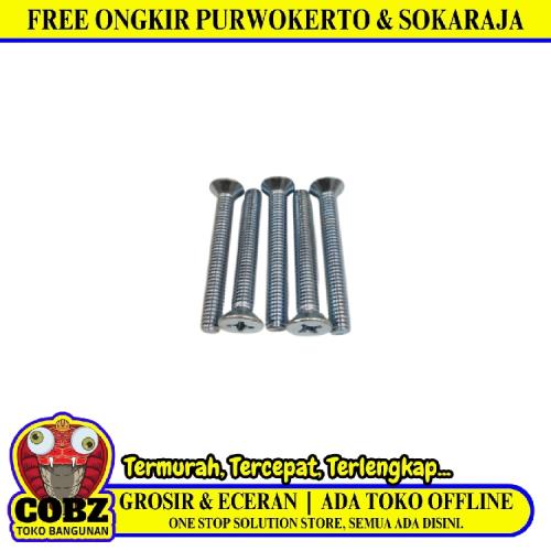 M 6 x 40 MM / TM Baut JF Kepala Rata Plus Putih Biji