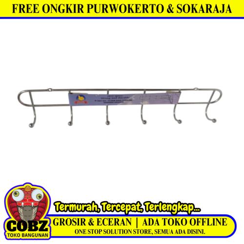 6 KAIT / PERFEK Kapstok Cantel Gantungan Baju Dinding Stainless
