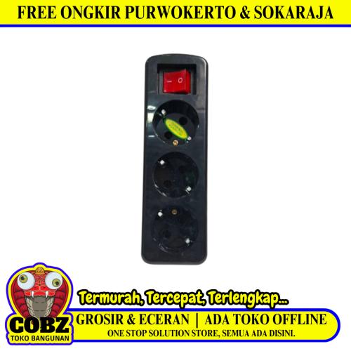 3 LUBANG / DEXTA DX-803 Stop Kontak Terminal Arde Tempel  OB Outbow Hitam