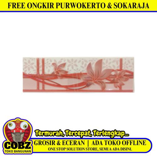 8 CM x 25 CM / NM 81V531 List Keramik Dinding Kamar Mandi Red Lembar