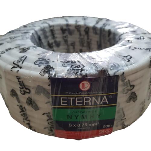 3 INTI x 0.75 MM x 50 M / ETERNA NYMHY Serabut Kabel Tembaga SNI Putih Roll