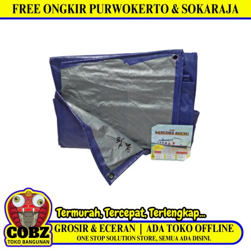 3 M x 5 M / NM A5 Terpal Tarpaulin Tutup Plastik PVC Biru Silver