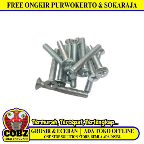 M 4 x 30 MM / TM Baut JF Kepala Rata Plus Putih Biji