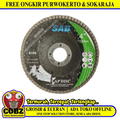 4 IN x GRIT 100 / SAB Flap Disc Mata Gernda Amplas Susun Kipas