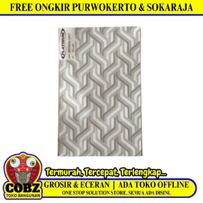 25 CM x 40 CM / PLATINUM BRITANIA Keramik Dinding Kamar Mandi Glossy Grey Dus