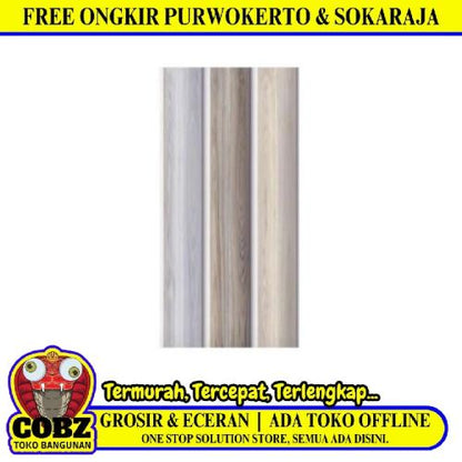 25 CM X 50 CM / UNO Sycamore Keramik Dinding Timbul Glossy Grey Dus