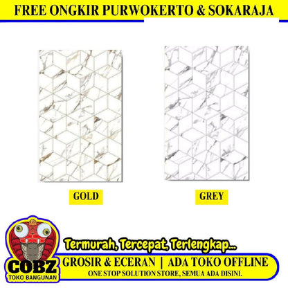 25 CM x 40 CM / ASIA TILE EVEREST DECOR Keramik Dinding Kamar Mandi Glossy Grey Dus