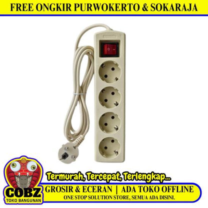4 LUBANG x 300 CM / SUNSAFE SSK-103 Stop Kontak Colokan Terminal Kabel 3 M