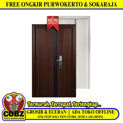 5 CM x 120 CM x 210 CM / FORTRESS FORT 120.17 MOM & SON Pintu Kamar Mandi Baja Coklat Set