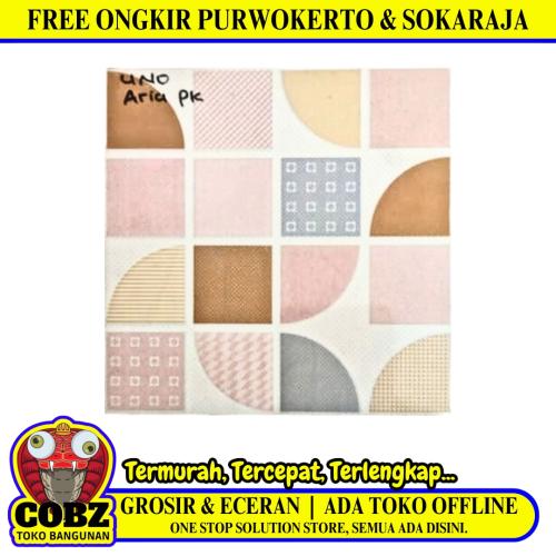 25 CM x 25 CM / UNO ARIA Keramik Lantai Kamar Mandi Matte Pink Dus