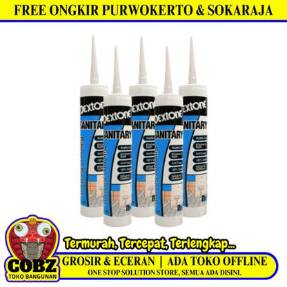 300 ML / DEXTONE SANITARY Lem Silicone Sealant Kaca Akrilik Acid Asam - (White)