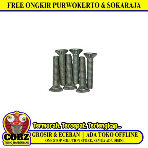 M 3 x 15 MM / TM Baut JF Kepala Rata Plus Putih Biji