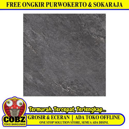 50 CM x 50 CM / UNO RUST GREGORY  Keramik Lantai Teras Garasi Matte Dark Grey Dus