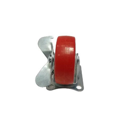 2 1/2 IN / TM Roda Hidup Trolly Rem Plat Nylon Merah Rem