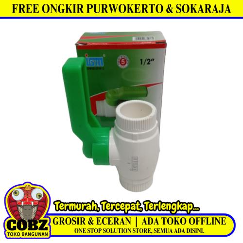 1/2 IN / IGM Stop Kran Polos Ball Valve Engkol Plastik PVC
