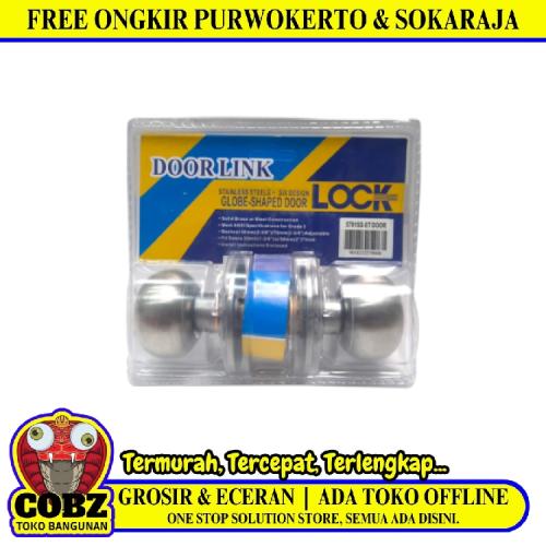 D 8 CM / DOOR LINK 5791SS Kunci Handle Pintu Bulat Kamar Mandi Stainless Chrome Set