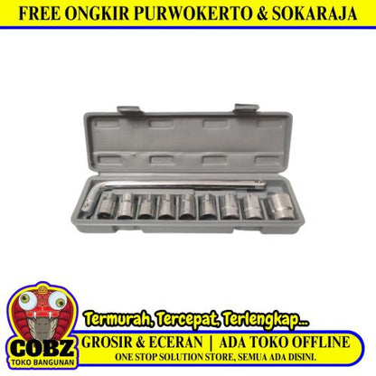 8 MM - 24 MM / KTP Mata Kunci Sok Shock Socket Wrench 9 Pcs Set