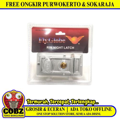 FLY GLOBE 564GL Grendel Pintu Laci Lemari Otomatis Rim Night Latch Silver