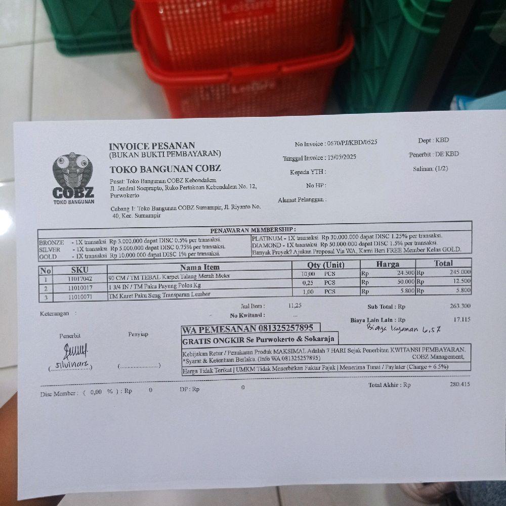 Pesanan Khusus Bahan Bangunan 1