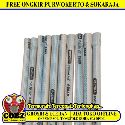 1/2 IN x 400 CM / RUCIKA AW Lis Biru Pipa Pralon Paralon PVC Putih Batang