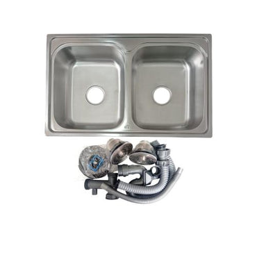 82 CM x 51 CM x 19 CM / GNET ARCHIC WO 8050 Bak Cuci Piring Washbak 2 Lubang + Acc Set