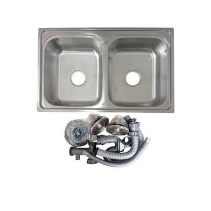 82 CM x 51 CM x 19 CM / GNET ARCHIC WO 8050 Bak Cuci Piring Washbak 2 Lubang + Acc Set