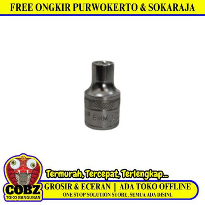 6 PT x 1/2 IN x 8 MM / TM Mata Kunci Sok Shock Socket Silver