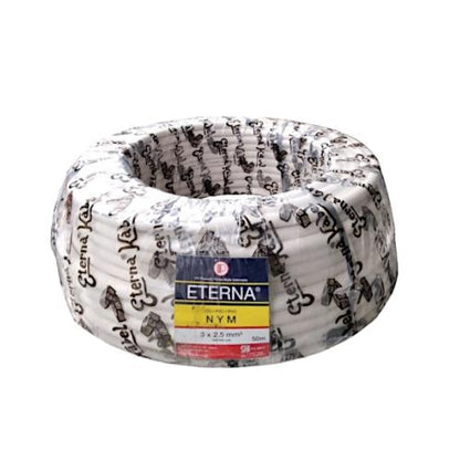 3 INTI x 2.5 MM x 50 M / ETERNA NYM Tunggal Kabel Tembaga SNI Putih Roll