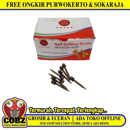 #12 x 50 MM / CAB Roofing Baut Sekrup Atap Baja Ringan Kuning Dus